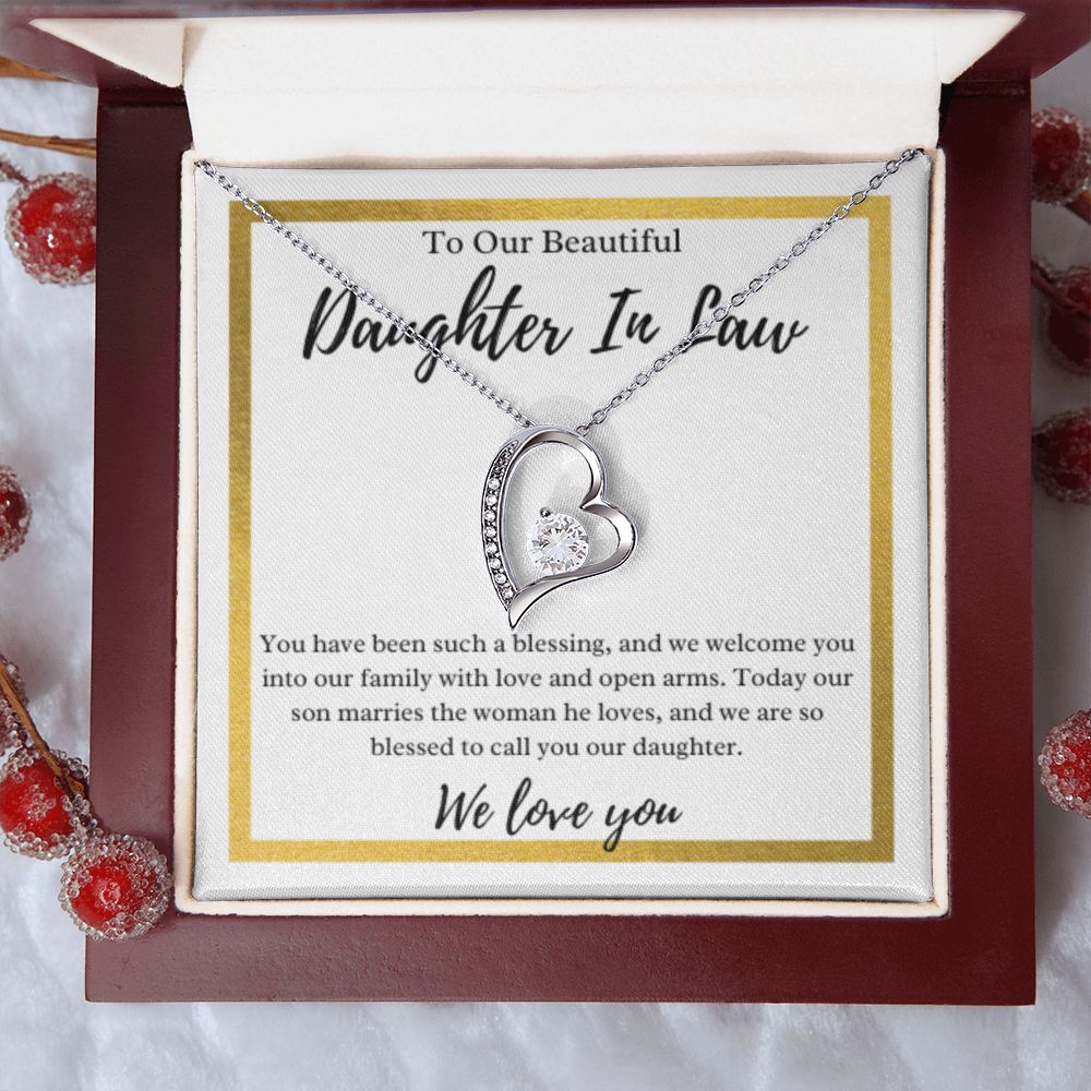 To Our Daughter-In-Law Gift On Wedding Day, Future Daughter In Law Rehearsal Dinner Gift For Bride From Mother & Father In Law