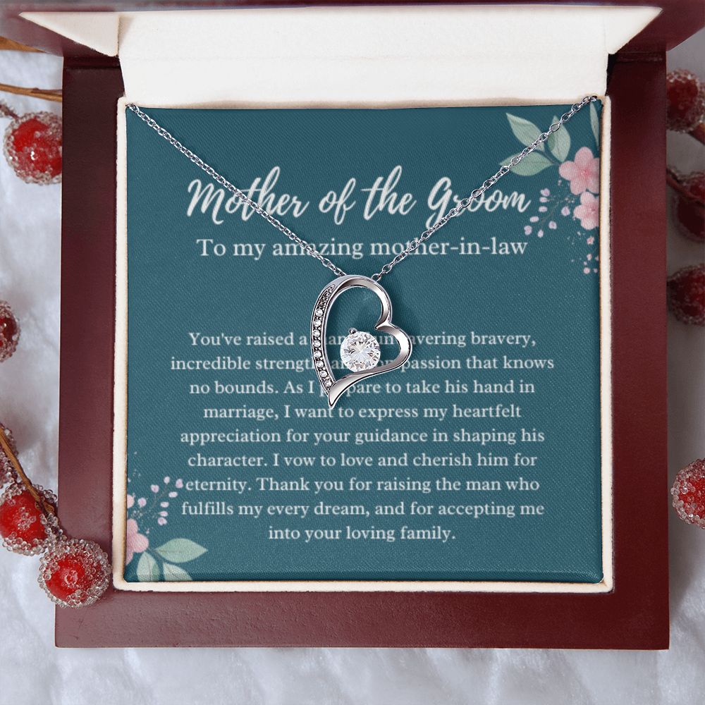 EllePendants Mother Of The Groom Gift From Bride, Mother In Law Gift Wedding Day, From Daughter In Law, Future Mother In Law Gifts Necklace, Forever Love Heart