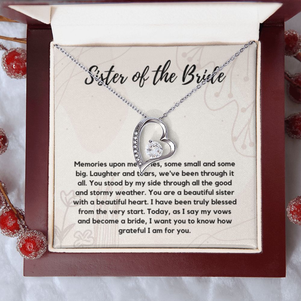 Sister of the Bride Gift Necklace, Sister Wedding Gift from Bride to Sister rehearsal dinner Gift to my Sister on my Wedding Day