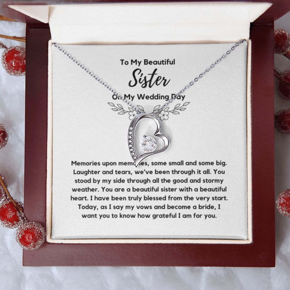 Sister of the Bride Gift Necklace, Sister Wedding Gift from Bride to Sister rehearsal dinner Gift to my Sister on my Wedding Day