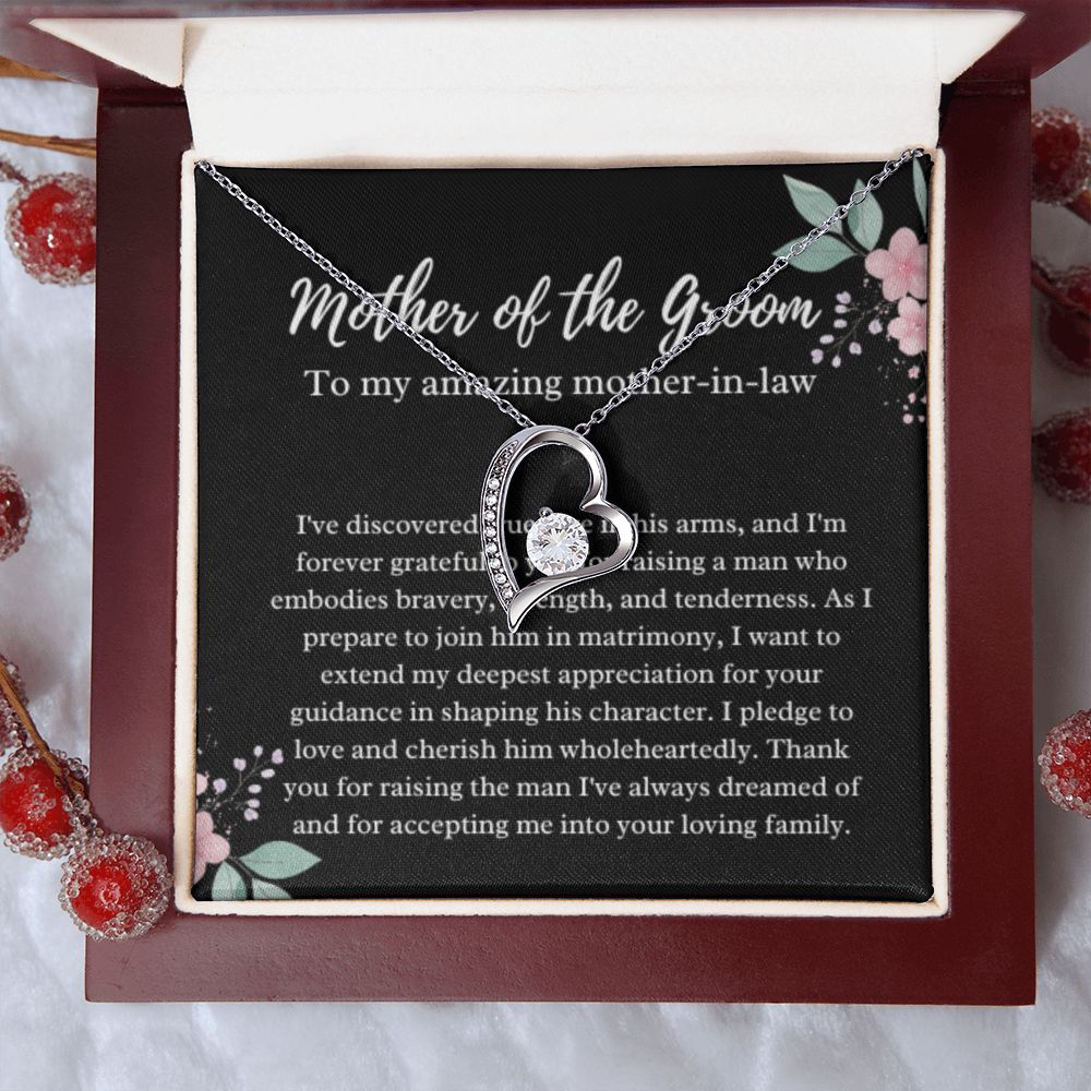 EllePendants Mother Of The Groom Gift From Bride, Mother In Law Gift Wedding Day, From Daughter In Law, Future Mother In Law Gifts Necklace, Forever Love Heart