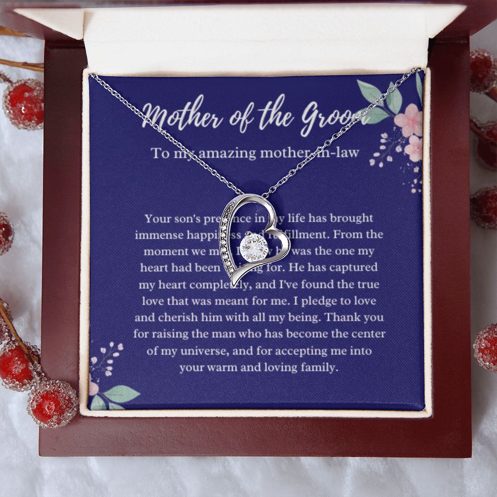 EllePendants Mother Of The Groom Gift From Bride, Mother In Law Gift Wedding Day, From Daughter In Law, Future Mother In Law Gifts Necklace, Forever Love Heart