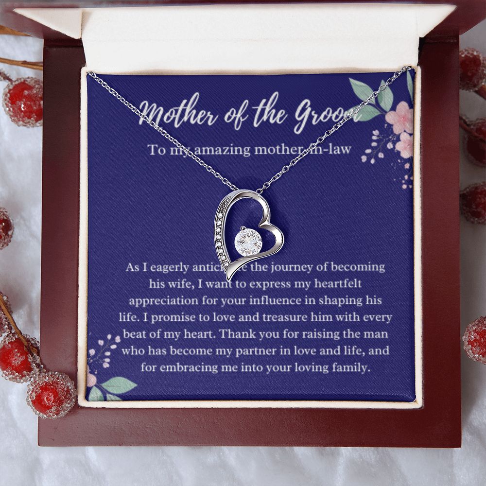 EllePendants Mother Of The Groom Gift From Bride, Mother In Law Gift Wedding Day, From Daughter In Law, Future Mother In Law Gifts Necklace, Forever Love Heart