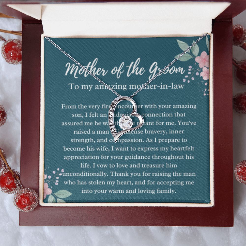 EllePendants Mother Of The Groom Gift From Bride, Mother In Law Gift Wedding Day, From Daughter In Law, Future Mother In Law Gifts Necklace, Forever Love Heart