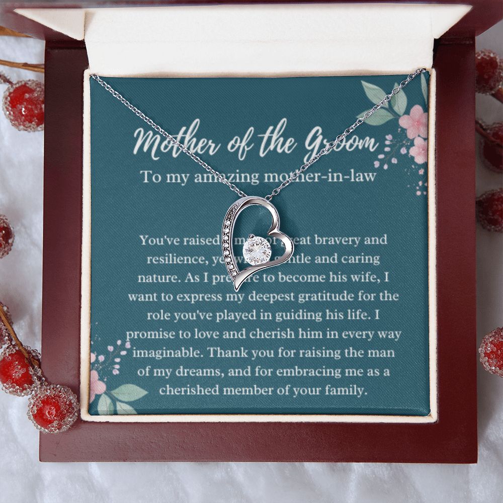 EllePendants Mother Of The Groom Gift From Bride, Mother In Law Gift Wedding Day, From Daughter In Law, Future Mother In Law Gifts Necklace, Forever Love Heart