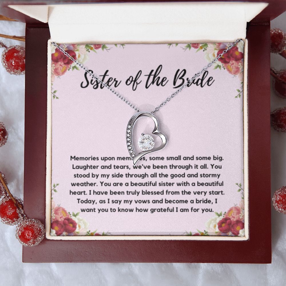 Sister of the Bride Gift Necklace, Sister Wedding Gift from Bride to Sister rehearsal dinner Gift to my Sister on my Wedding Day