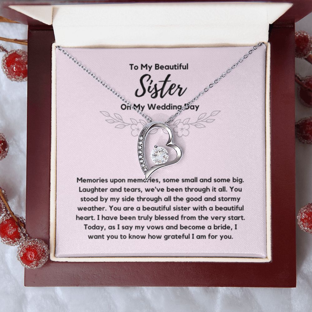 Sister of the Bride Gift Necklace, Sister Wedding Gift from Bride to Sister rehearsal dinner Gift to my Sister on my Wedding Day