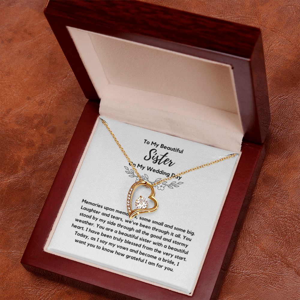 Sister of the Bride Gift Necklace, Sister Wedding Gift from Bride to Sister rehearsal dinner Gift to my Sister on my Wedding Day