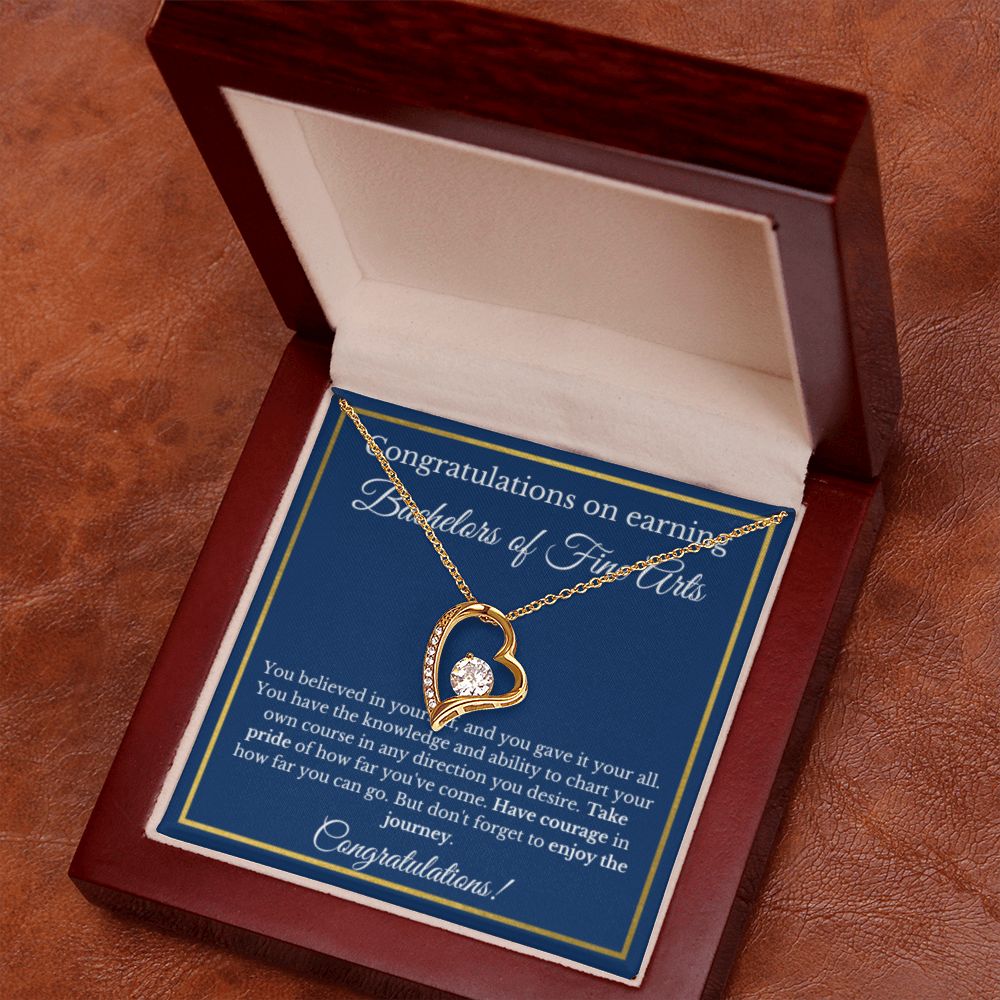 Bachelors of Fine Arts Degree Graduation Gifts, Art Gifts, Bachelors of Fine Arts Gold Diamond Necklace