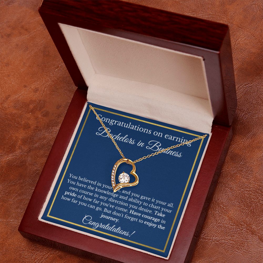 BS Business Degree, Graduation Gifts, Business School Graduate Gifts Bachelors of Business Administration Gold Diamond Necklace