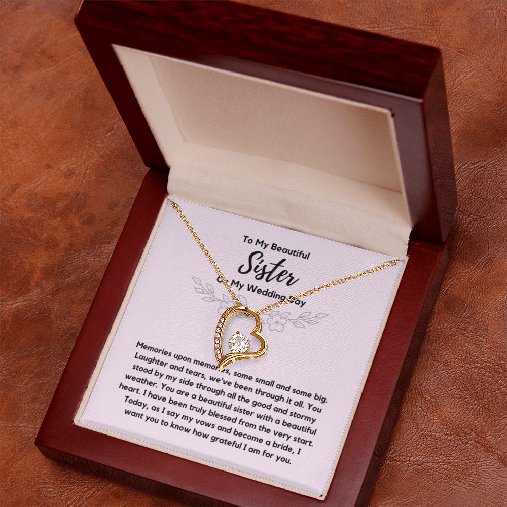 Sister of the Bride Gift Necklace, Sister Wedding Gift from Bride to Sister rehearsal dinner Gift to my Sister on my Wedding Day