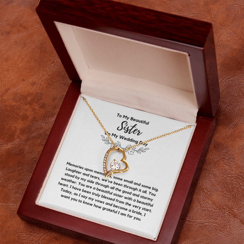 Sister of the Bride Gift Necklace, Sister Wedding Gift from Bride to Sister rehearsal dinner Gift to my Sister on my Wedding Day