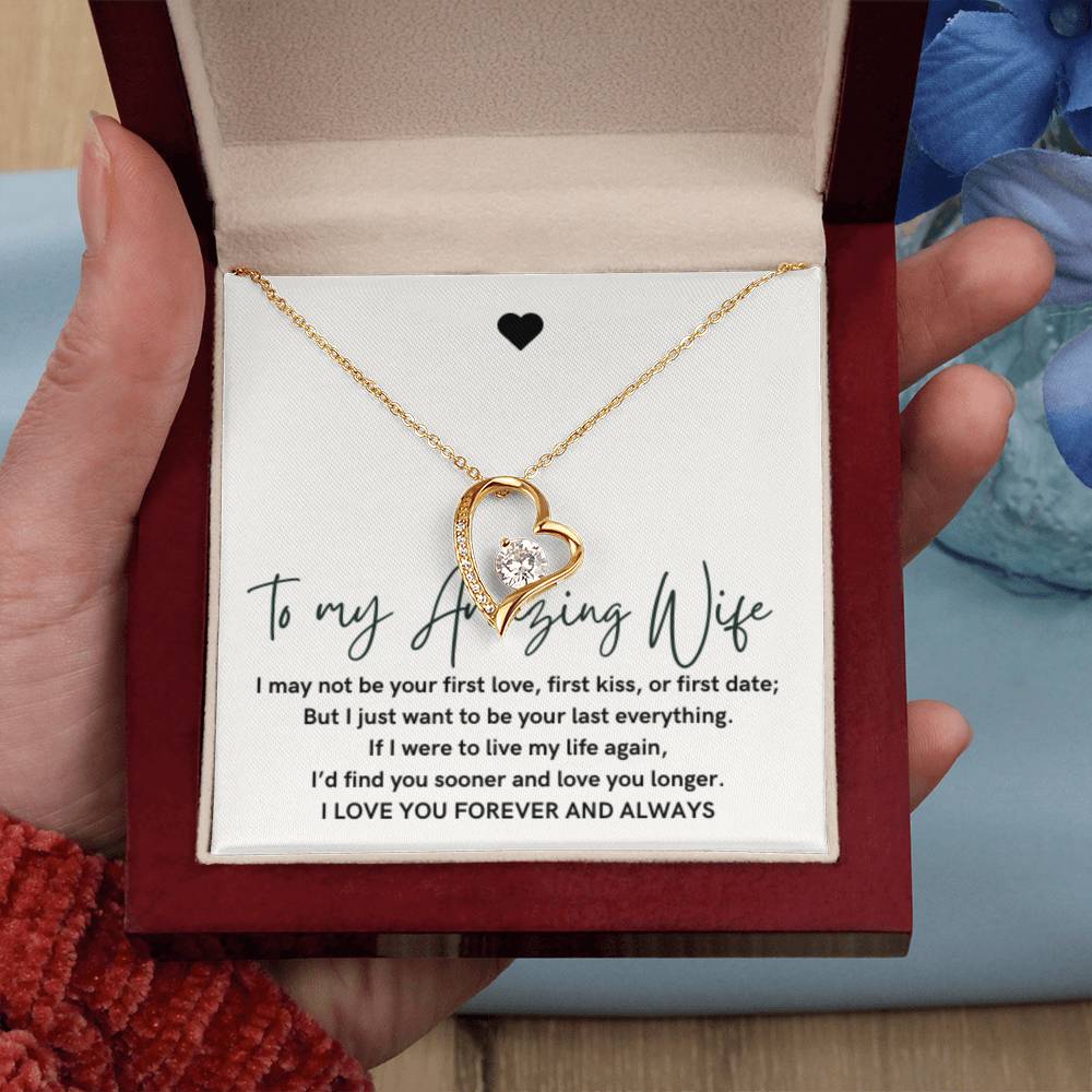 To My Amazing Wife, Forever Love Heart Necklace, Wedding Gift