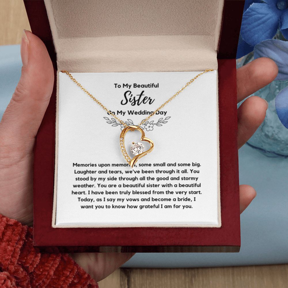 Sister of the Bride Gift Necklace, Sister Wedding Gift from Bride to Sister rehearsal dinner Gift to my Sister on my Wedding Day