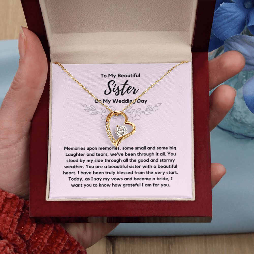 Sister of the Bride Gift Necklace, Sister Wedding Gift from Bride to Sister rehearsal dinner Gift to my Sister on my Wedding Day