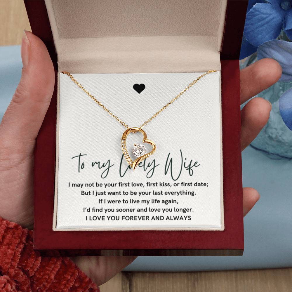 To My Lovely Wife, Forever Love Heart Necklace, Wedding Gift