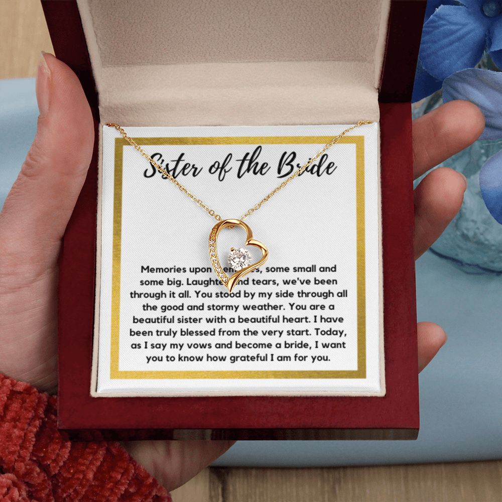 Sister of the Bride Gift Necklace, Sister Wedding Gift from Bride to Sister rehearsal dinner Gift to my Sister on my Wedding Day