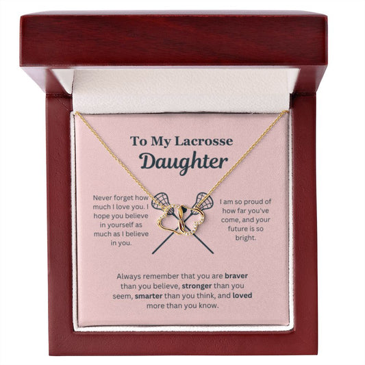 EllePendants To My Lacrosse Daughter Necklace, Father Daughter Necklace, Mother Daughter Necklace, Daughter Birthday, Heart Jewelry, Gold Jewelry, Everlasting Love, Message Card Necklace