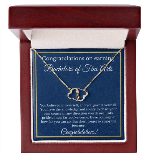 Bachelors of Fine Arts Degree Graduation Gifts, Art Gifts, Bachelors of Fine Arts Gold Diamond Necklace