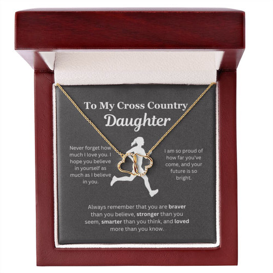 EllePendants To My Cross Country Daughter Necklace, Father Daughter Necklace, Mother Daughter Necklace, Daughter Birthday, Heart Jewelry, Gold Jewelry