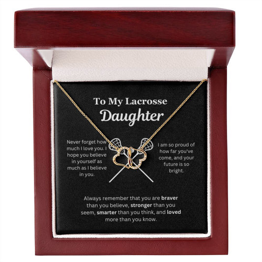 EllePendants To My Lacrosse Daughter Necklace, Father Daughter Necklace, Mother Daughter Necklace, Daughter Birthday, Heart Jewelry, Gold Jewelry, Everlasting Love, Message Card Necklace