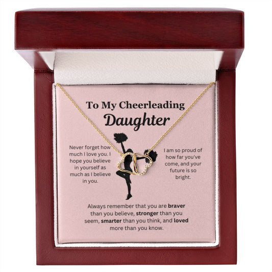 EllePendants To My Cheerleading Daughter Necklace, Father Daughter Necklace, Mother Daughter Necklace, Daughter Birthday, Heart Jewelry, Gold Jewelry, Everlasting Love, Message Card Necklace