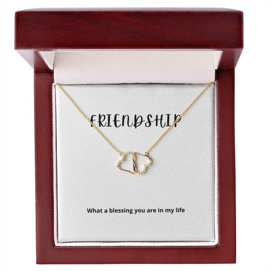 EllePendants Friendship 10K Gold Diamond Pendant Necklace, Best Friend Necklaces, Heart Linked Friendship Jewelry Long Distance Christmas