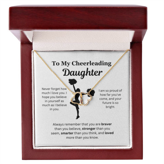 EllePendants To My Cheerleading Daughter Necklace, Father Daughter Necklace, Mother Daughter Necklace, Daughter Birthday, Heart Jewelry, Gold Jewelry, Everlasting Love, Message Card Necklace