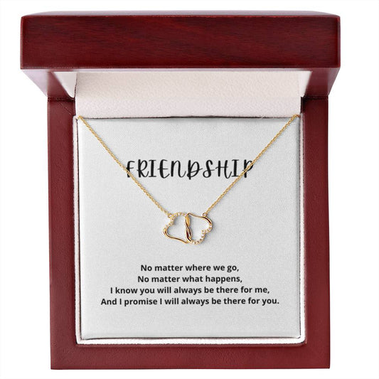 EllePendants Friendship 10K Gold Diamond Pendant Necklace, Best Friend Necklaces, Heart Linked Friendship Jewelry Long Distance Christmas