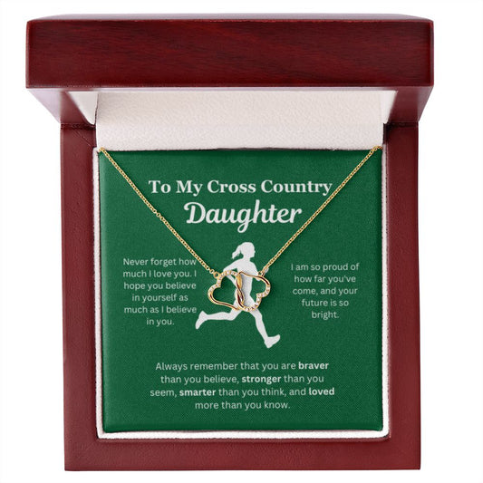 EllePendants To My Cross Country Daughter Necklace, Father Daughter Necklace, Mother Daughter Necklace, Daughter Birthday, Heart Jewelry, Gold Jewelry