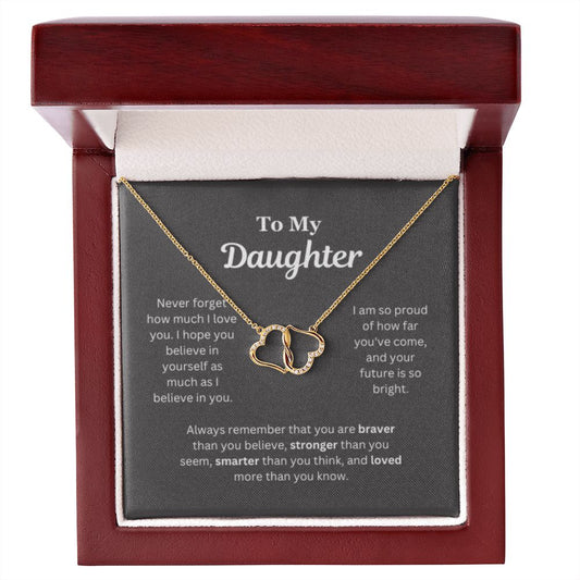 EllePendants To My Daughter Necklace, Father Daughter Necklace, Mother Daughter Necklace, Daughter Birthday, Heart Jewelry, Gold Jewelry, Everlasting Love, Message Card Necklace