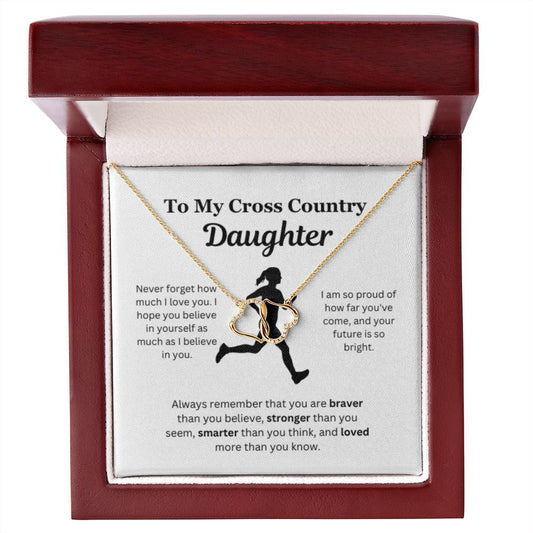 EllePendants To My Cross Country Daughter Necklace, Father Daughter Necklace, Mother Daughter Necklace, Daughter Birthday, Heart Jewelry, Gold Jewelry