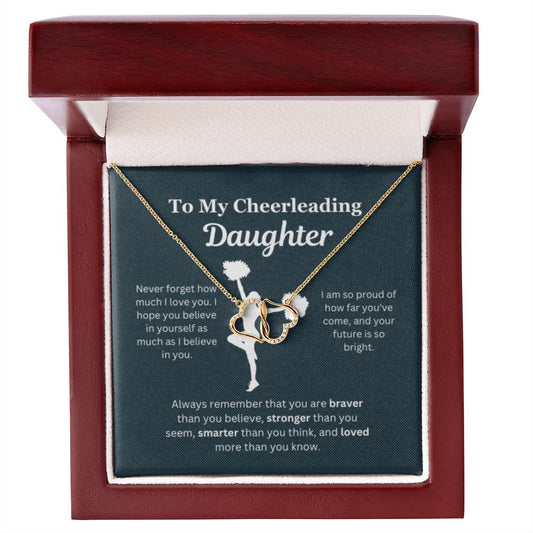 EllePendants To My Cheerleading Daughter Necklace, Father Daughter Necklace, Mother Daughter Necklace, Daughter Birthday, Heart Jewelry, Gold Jewelry, Everlasting Love, Message Card Necklace