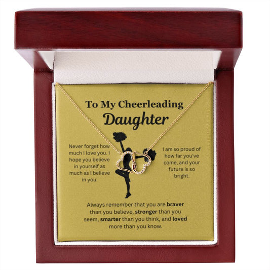 EllePendants To My Cheerleading Daughter Necklace, Father Daughter Necklace, Mother Daughter Necklace, Daughter Birthday, Heart Jewelry, Gold Jewelry, Everlasting Love, Message Card Necklace