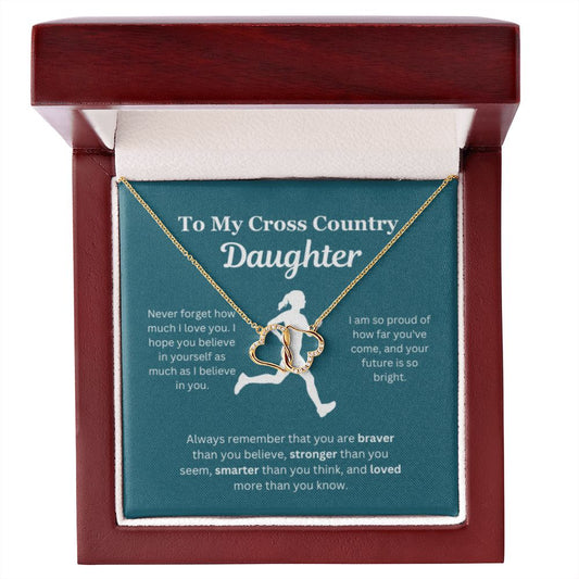 EllePendants To My Cross Country Daughter Necklace, Father Daughter Necklace, Mother Daughter Necklace, Daughter Birthday, Heart Jewelry, Gold Jewelry