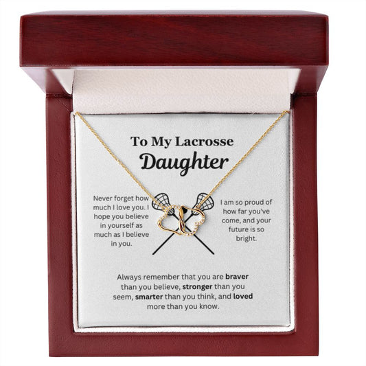 EllePendants To My Lacrosse Daughter Necklace, Father Daughter Necklace, Mother Daughter Necklace, Daughter Birthday, Heart Jewelry, Gold Jewelry, Everlasting Love, Message Card Necklace