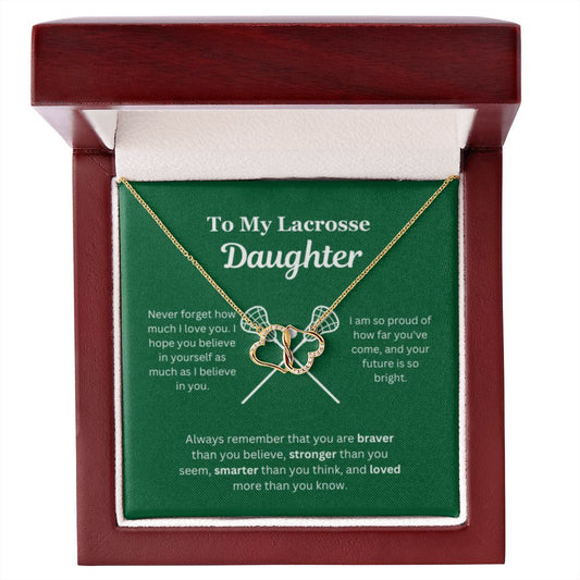 EllePendants To My Lacrosse Daughter Necklace, Father Daughter Necklace, Mother Daughter Necklace, Daughter Birthday, Heart Jewelry, Gold Jewelry, Everlasting Love, Message Card Necklace