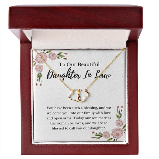 To Our Daughter-In-Law Gift On Wedding Day, Future Daughter In Law Rehearsal Dinner Gift For Bride Gold Necklace