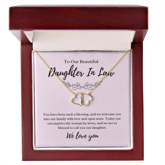 To Our Daughter-In-Law Gift On Wedding Day, Future Daughter In Law Rehearsal Dinner Gift For Bride Gold Necklace