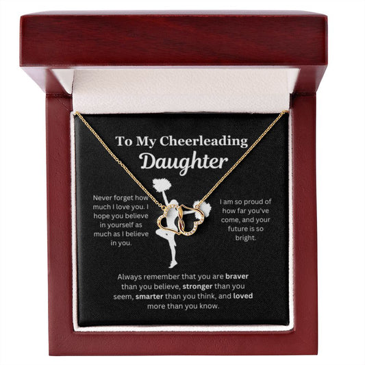 EllePendants To My Cheerleading Daughter Necklace, Father Daughter Necklace, Mother Daughter Necklace, Daughter Birthday, Heart Jewelry, Gold Jewelry, Everlasting Love, Message Card Necklace