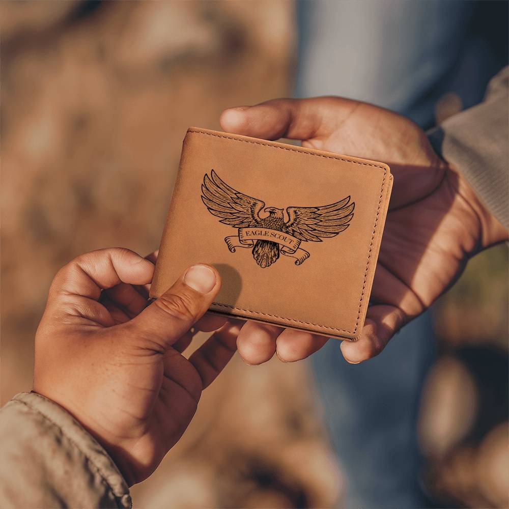 Eagle Scout Leather Wallet Gift For Him, Scout Leader Gift