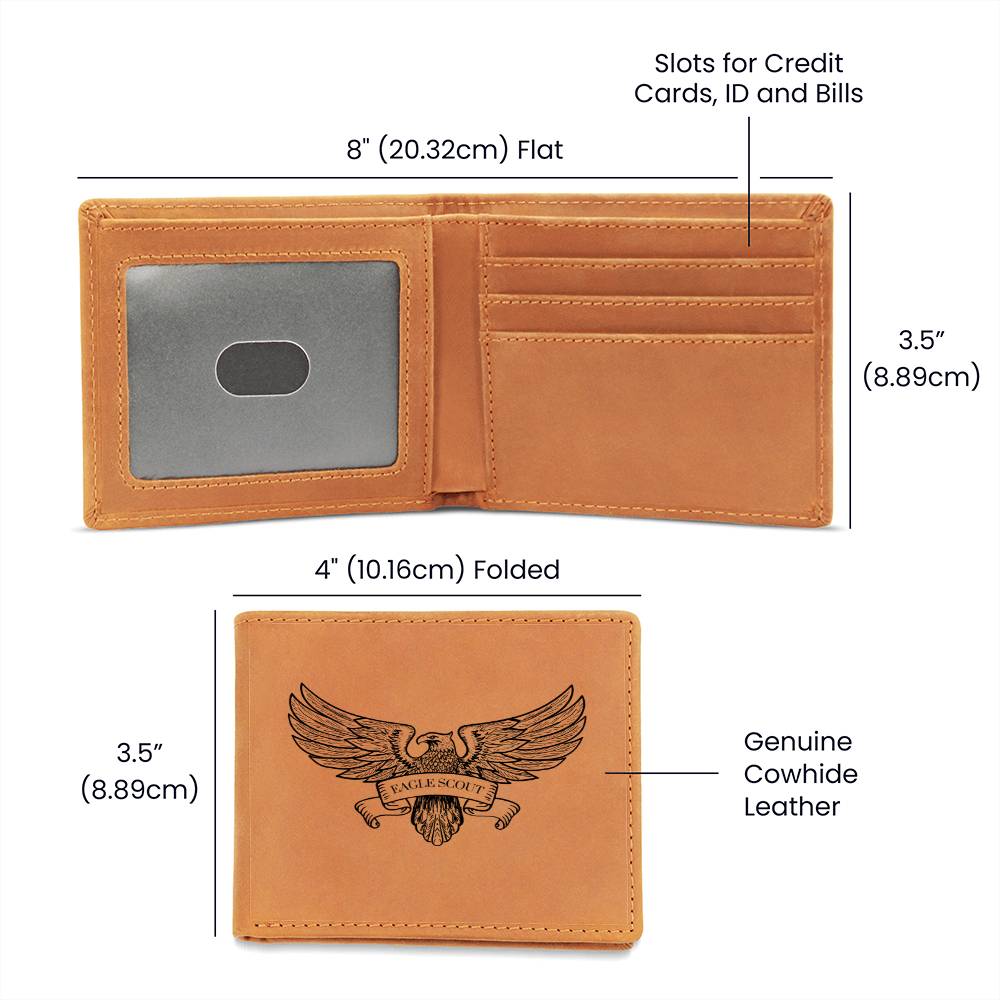 Eagle Scout Leather Wallet Gift For Him, Scout Leader Gift