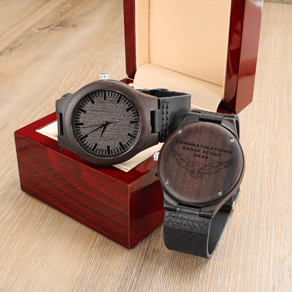 2025 Engraved Wood Watch, Eagle Scout Gift, Eagle Scout Watch, Eagle Scout Gift Boy, Gift for Eagle Scout, Scout Gifts, Boy Scout