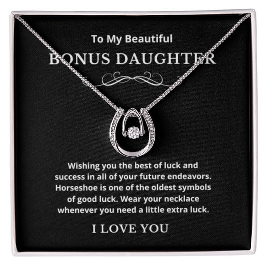 EllePendants Horseshoe Necklace, Bonus Daughter Necklace, Lucky Horseshoe, Horse Compass Jewelry, Horseshoe Gifts, Horse Lovers