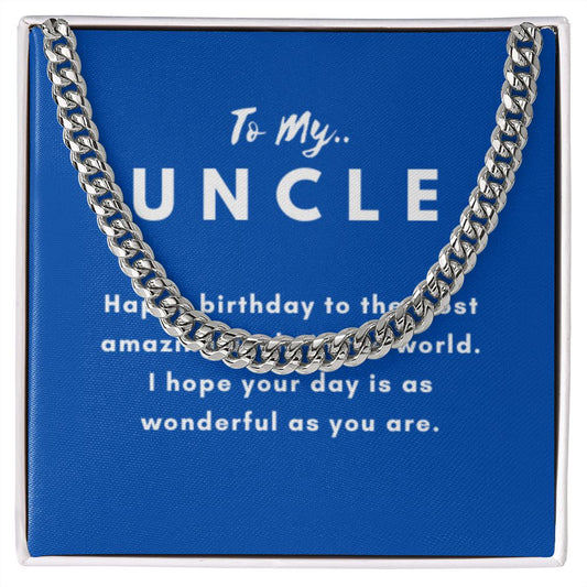 Uncle Necklace Gift, From Niece or Cousin, Link Chain Jewelry, Graduation, Father's Day, Christmas Gifts for Men, Message Card