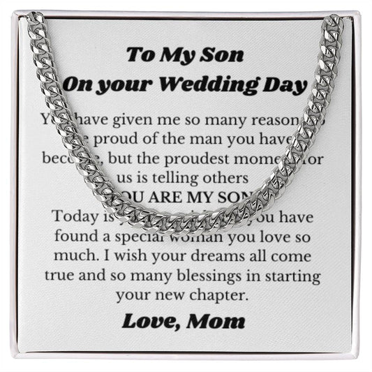 Necklace for Son on Wedding Day, Wedding Gift for Son from Mom, Mother to Son Wedding Present, Meaningful Jewelry