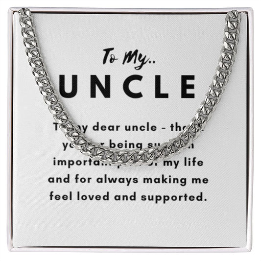 Uncle Necklace Gift, From Niece or Cousin, Link Chain Jewelry, Graduation, Father's Day, Christmas Gifts for Men, Message Card