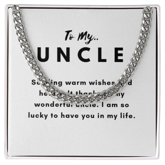 Uncle Necklace Gift, From Niece or Cousin, Link Chain Jewelry, Graduation, Father's Day, Christmas Gifts for Men, Message Card