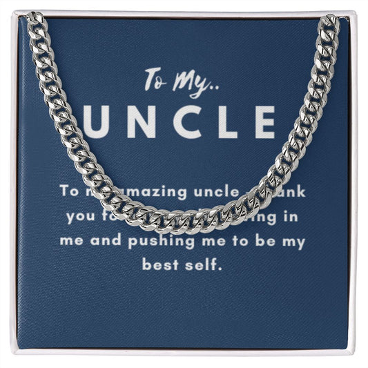 Uncle Necklace Gift, From Niece or Cousin, Link Chain Jewelry, Graduation, Father's Day, Christmas Gifts for Men, Message Card