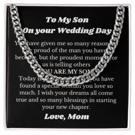 Necklace for Son on Wedding Day, Wedding Gift for Son from Mom, Mother to Son Wedding Present, Meaningful Jewelry